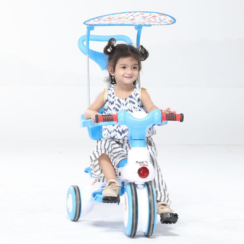 Picture of Kids Rock Rider Tricycle with Backrest, Safety Fence, Push Handle and Sunroof