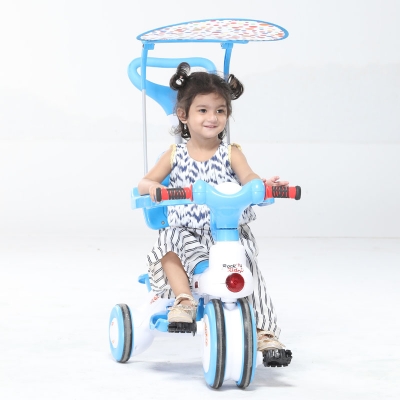 Picture of Kids Rock Rider Tricycle with Backrest, Safety Fence, Push Handle and Sunroof