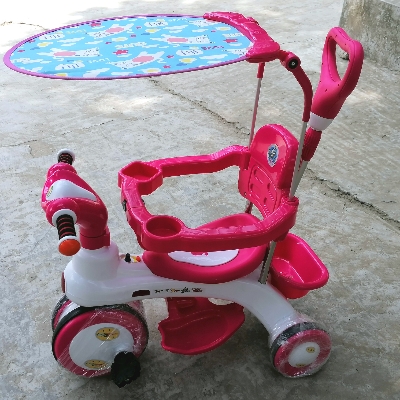 Picture of Kids Rock Rider Tricycle with Backrest, Safety Fence, Push Handle and Sunroof