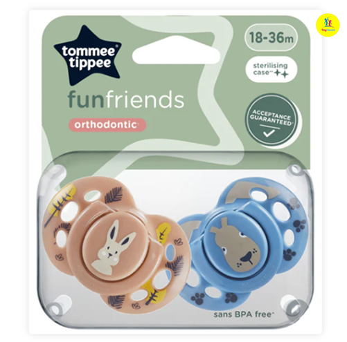 Picture of Tommee Tippee 2pcs 6-18month Babies Fun Friends Soothers / Pacifiers for Newborns, Symmetrical Orthodontic Design