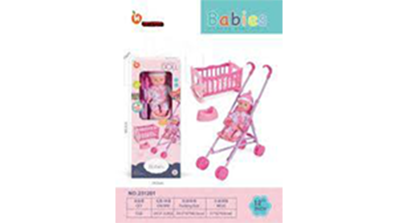 Picture of Doll Collection Toy Foldable Doll Stroller With Sturdy Handle Baby Girl Play House Doll Toy Childrens Gift