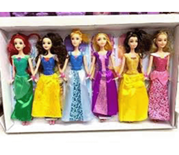 Picture of 6 pcs Barbie Princess Doll set with Beautiful princess dress 30 cm doll