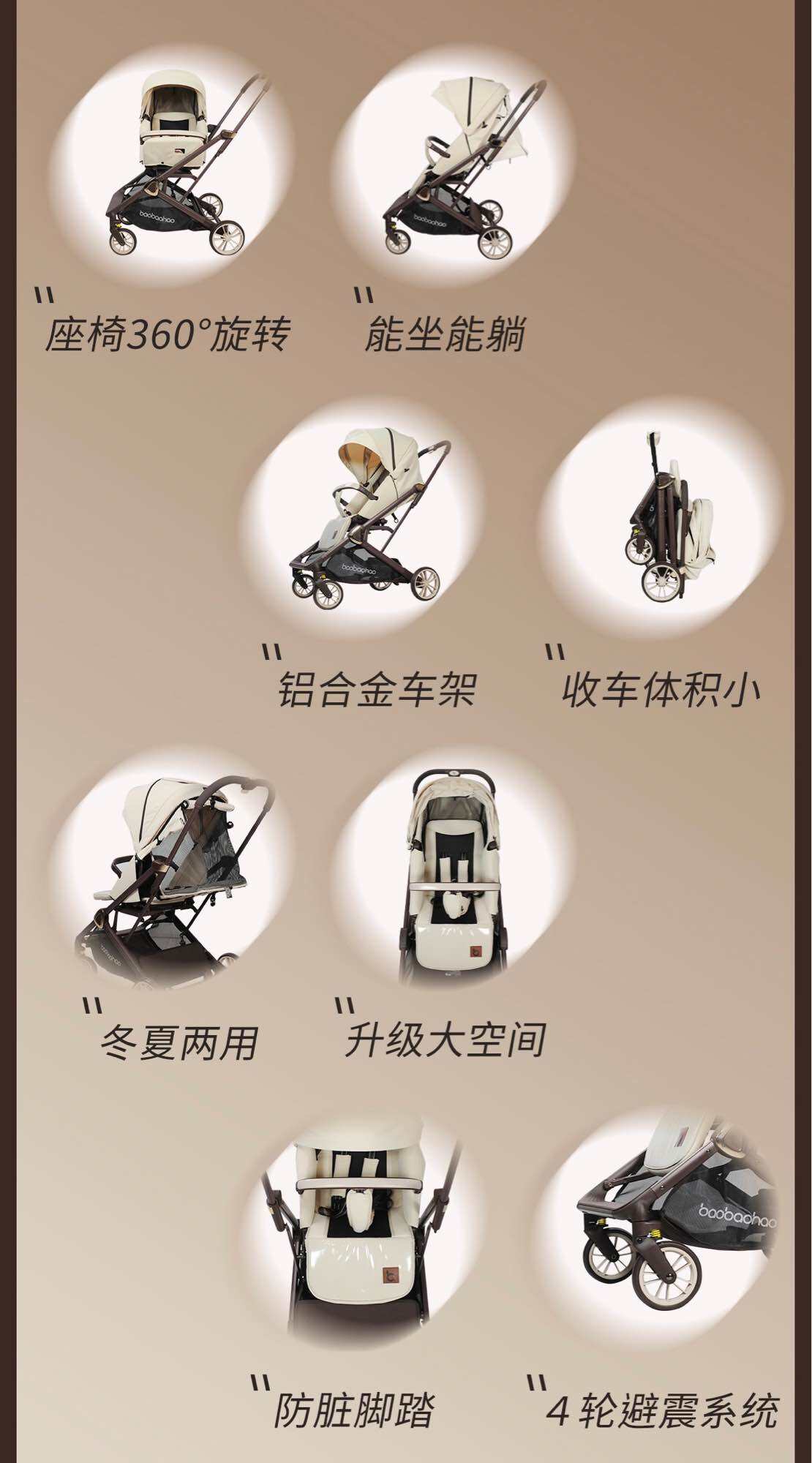 Picture of Baobaohao Two-Way Seat Stroller Mountain Stroller Travel Stroller Aluminum Frame EVA Wheels CK2