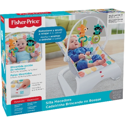 Picture of Fisher-Price Rainforest New-Born Baby Bouncer, Rocker and Chair with Activity Centre with Removable Toy Bar and Calming Vibrations