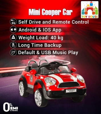 Picture of Ride On Mini Cooper Car Both Remote Control & Manual Drive for Kids for 2-8 years