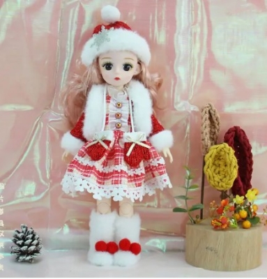Picture of 30Cm Bjd Joint Movable New Year 2023 Christmas Doll 3D Eye Clothes Detachable Dress-up Toy Natal NavidadKids Gift