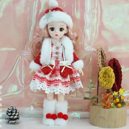 Picture of 30Cm Bjd Joint Movable New Year 2023 Christmas Doll 3D Eye Clothes Detachable Dress-up Toy Natal NavidadKids Gift