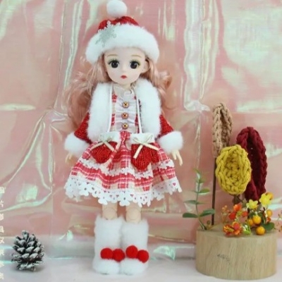 Picture of 30Cm Bjd Joint Movable New Year 2023 Christmas Doll 3D Eye Clothes Detachable Dress-up Toy Natal NavidadKids Gift