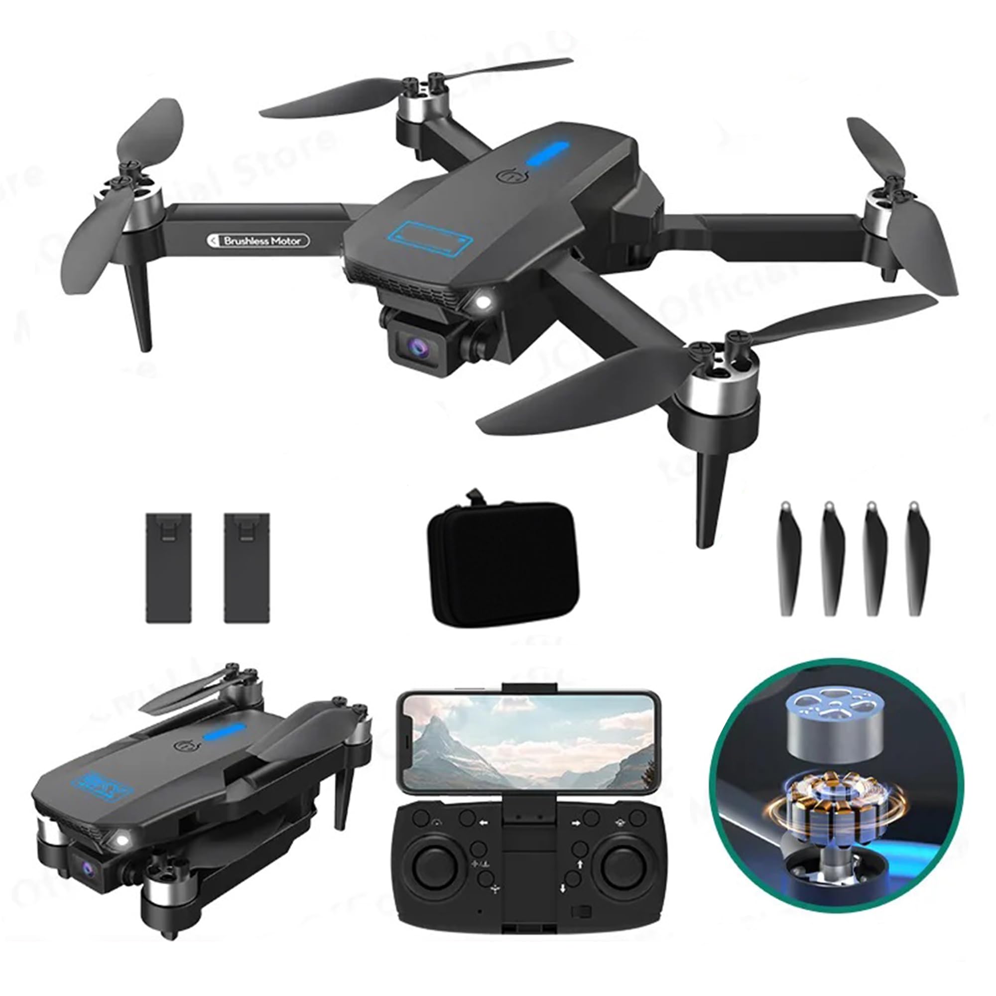 Picture of Drone P9 Drone ESC 8K Professional Dual HD Camera Obstacle Avoidance Aerial Photography Foldable Quadcopter RC Helicopter Toy (Color : Grey-OF Dual C-3B)