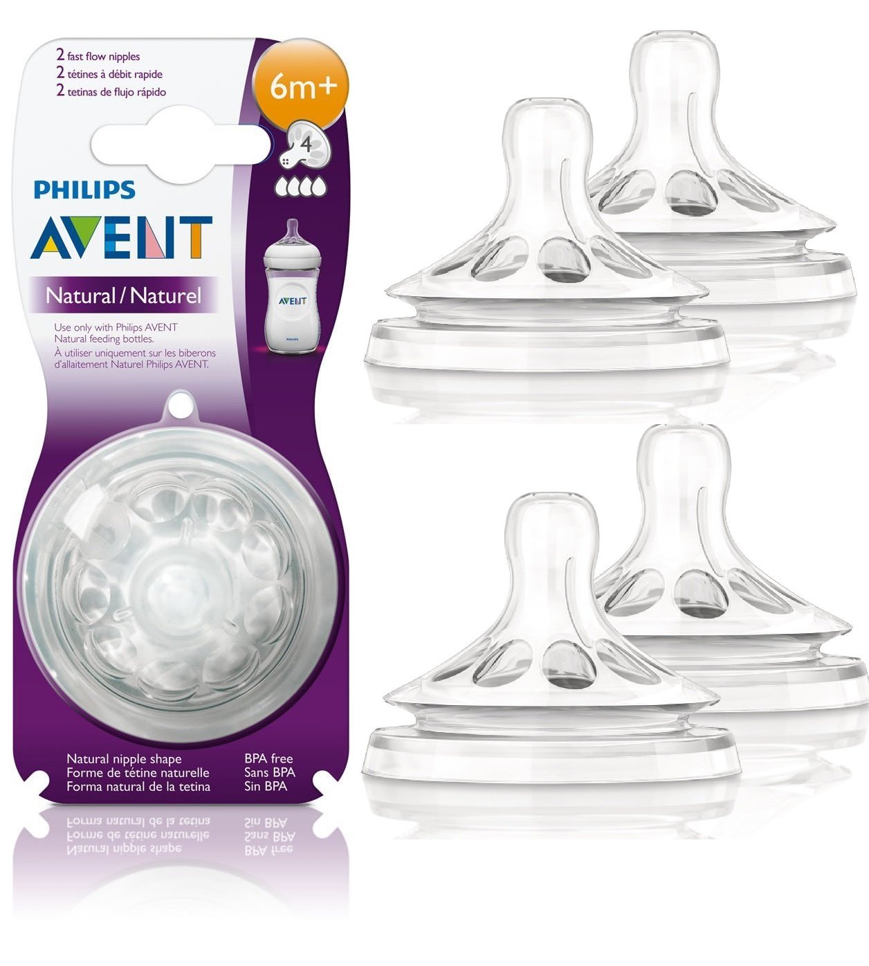 Picture of Philips Avent Natural Teat 0m+ 1M+/2m+/3m+/ 6m+Twin Pack Nipple - (SCF042/27)