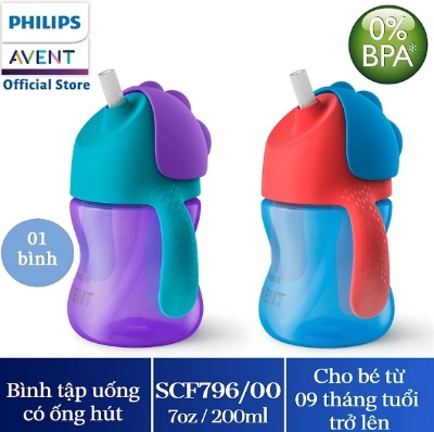 Picture of Philips Avent plastic drinking bottle with straw (200ml/7oz) for babies from 9 months old 796/00