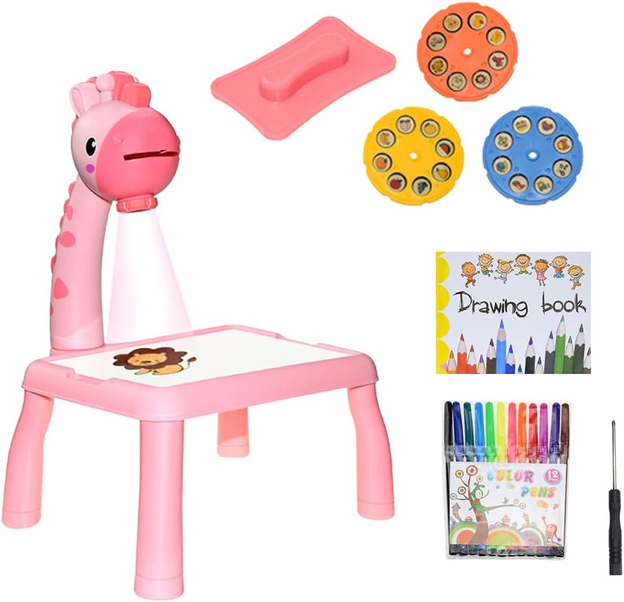 Picture of Toyshine Colorful Drawing Board Erasable Doodle Board for Kids with Projection Lamp, Educational Toys Gifts for Age 1 2 3 4 5 Girls Boys Birthday Pink