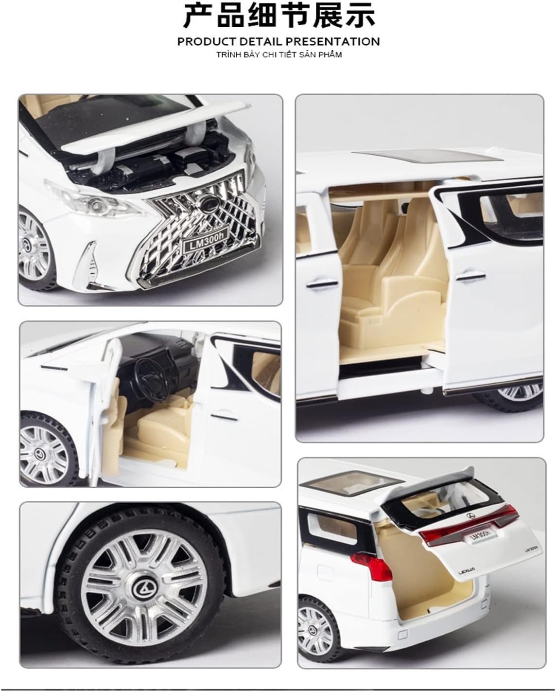 Picture of Scale Model 1:32 Lexus LM300H MPV Simulation Metal Car Model Alloy Die Cast Pull Back Toy Vehicle Gift Souvenir Light Car