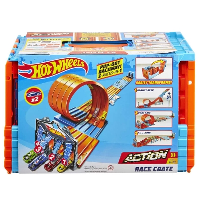 Picture of Hot Wheels Race Crate with 3 Stunts in 1 Set Portable Storage-GKT87