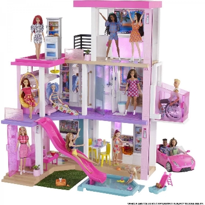 Picture of Barbie DreamHouse Large Dollhouse with Pool, Slide, Elevator, Lights and Sounds, and Dollhouse Accessories and Furniture Preschool Dolls-GRG93