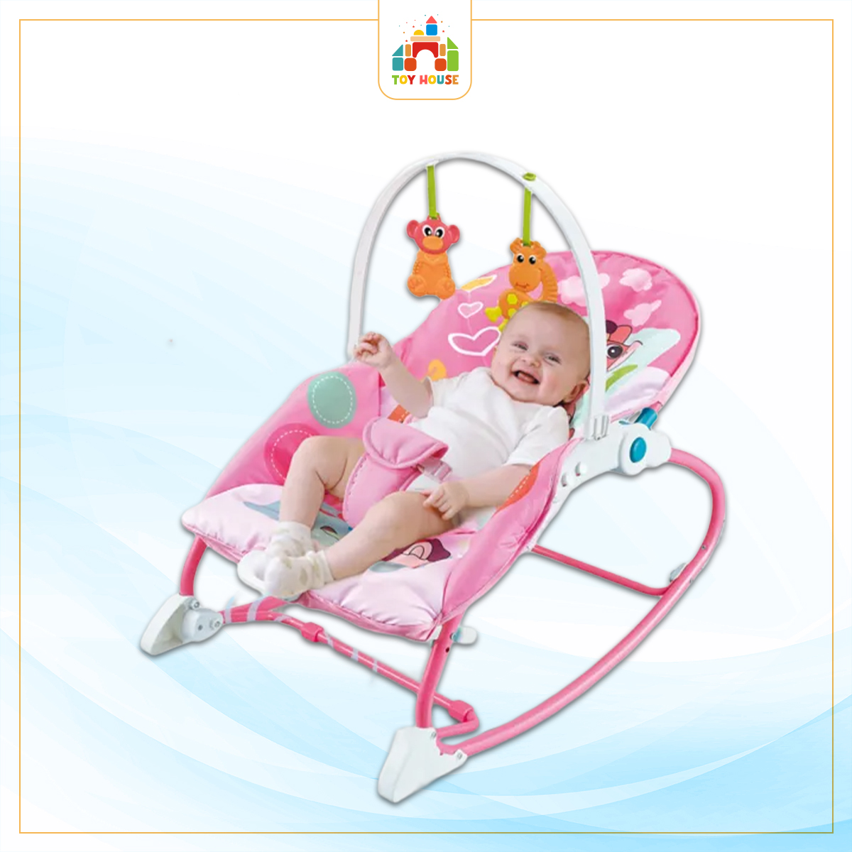 Picture of 8166 Baby Rocker Portable Rocking Chair 2 in 1 Musical Infant to Toddler Rocker Dining Chair