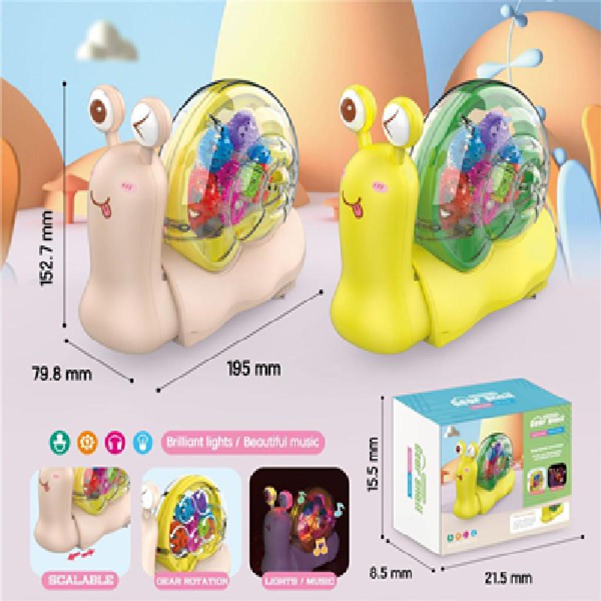 Picture of Light music electric universal transparent gear snail,Electric Universal Transparent Gear Simulation Snail LED Music Walking Educational Funny Interactive Toy Car Birthday Gift