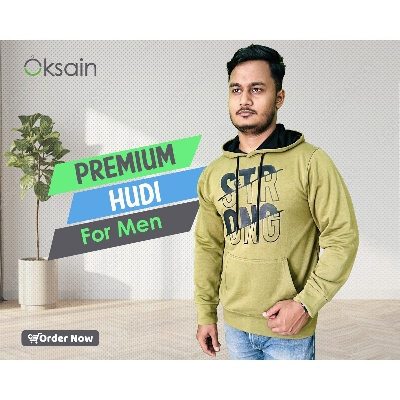 Picture of Premium Hoodi For Men Size ; L,M=Rad,Black,Yellow,Ash,Olive Colour