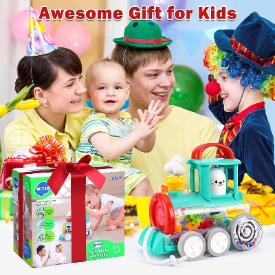 Picture of EZIGO Baby Toys 6 to 12 Months Train Toys for 1 Year Old Boy Gifts Push & Pull Along Car Toys for Toddler 1-3 Encourage Crawling Educational STEM Toys Birthday Gifts for 1 2 3 Year Old Boys Girls Kids