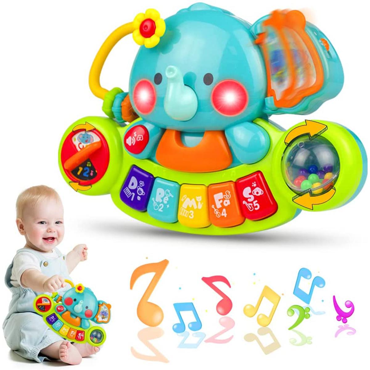 Picture of Baby Piano Toys 6 to 12 Months, Musical Toys Elephant Piano Keyboard for Toddlers 1-3, Light Up Educational Electronic Learning Toys Birthday Gift for 1 Years Olds Kids Boys Girls