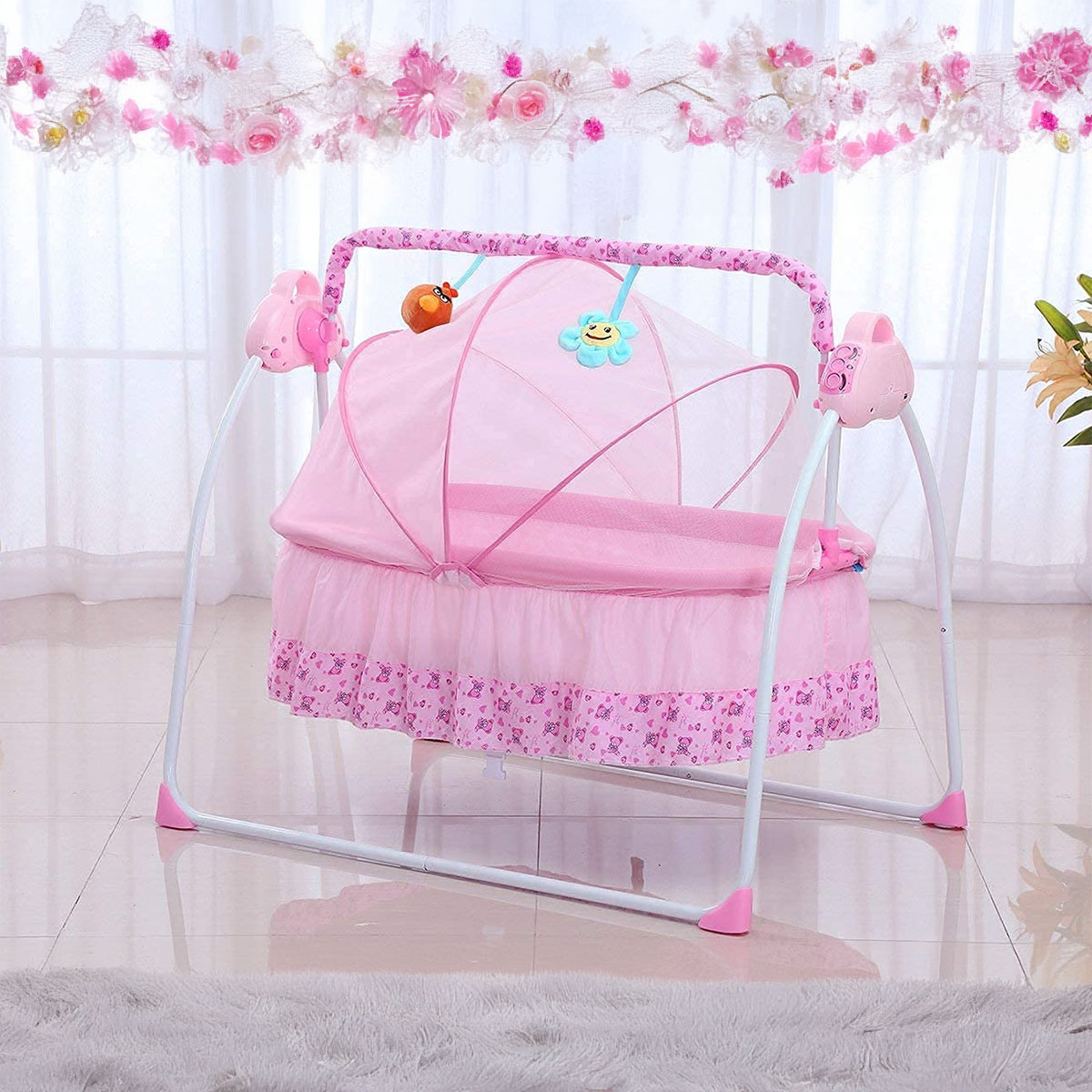 Picture of Electric Soothing Portable Folding Rocking Bassinets with 3-speeds Swings