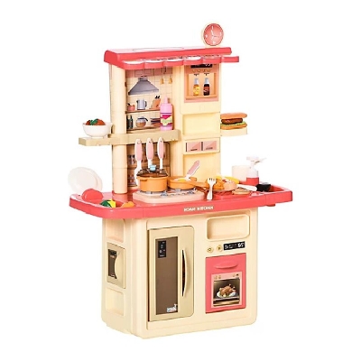 Picture of Kids Kitchen Play Set Role Play Cooking Toy, Educational Pretend Playset Game, w/ Water Circulation Spray Music Sound Light, 360° Rotation Faucet
