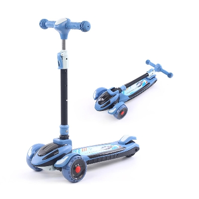 Picture of Kick Scooter for Kids 3 Wheels Deluxe Folding Aluminum 3 Adjustable Height Glider with LED Light Up wheels Body Balance Scooter