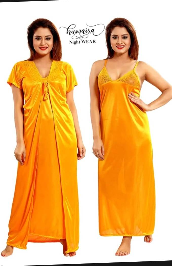 Picture of Indian Two Part Nighty High Quality Silk Cotton -Green