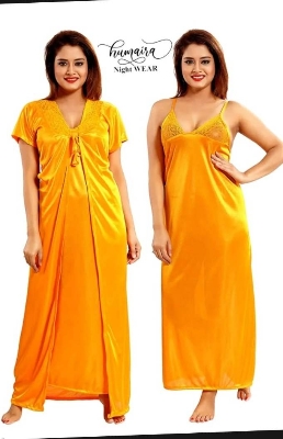 Picture of Indian Two Part Nighty High Quality Silk Cotton -Green