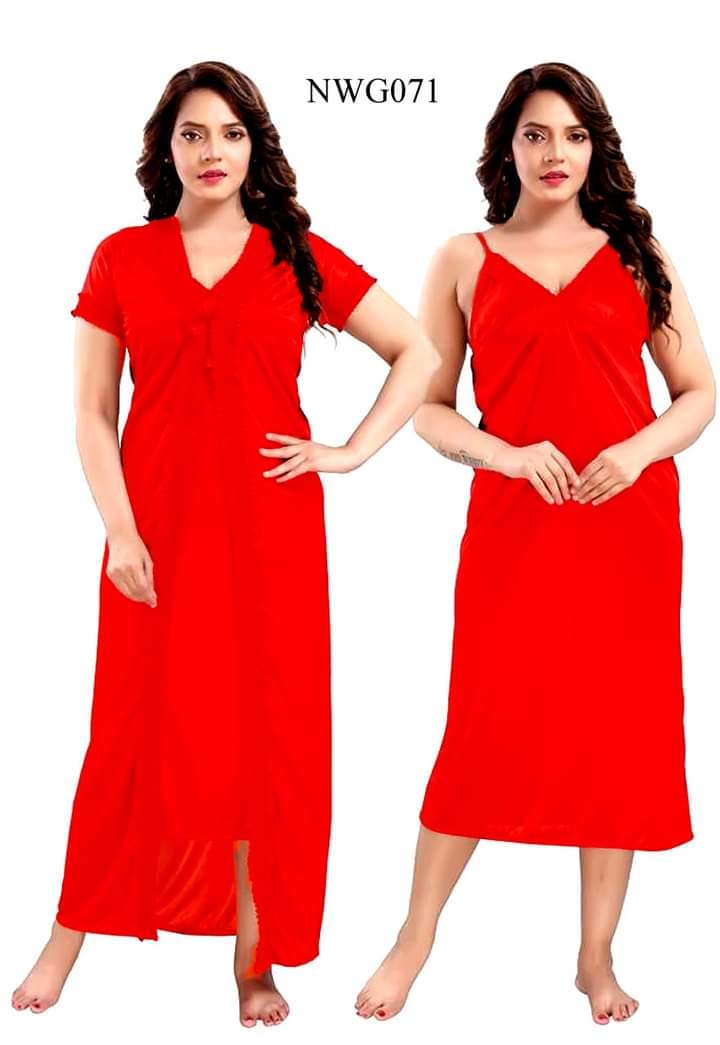 Picture of High Quality Silk Cotton Two Part Nighty for Women Elegant Blue Indian Silk Cotton Two Piece Night Dress ,Stylish Indian Two Part Nighty