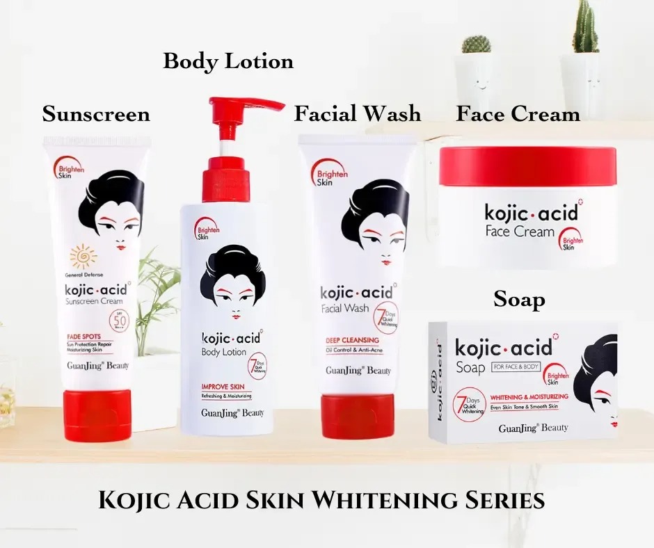 Picture of GuanJing Beauty Kojic Acid Skin Whitening Set Soap+Cream+Lotion+Sunscreen+Face Wash ( 5 in 1)