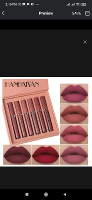 Picture of HANDAIYAN 6 Colors Long Lasting Velvet Lips Tint Liquid Lipsticks Waterproof Non-Stick Cup Lipgloss Gift Set (A)