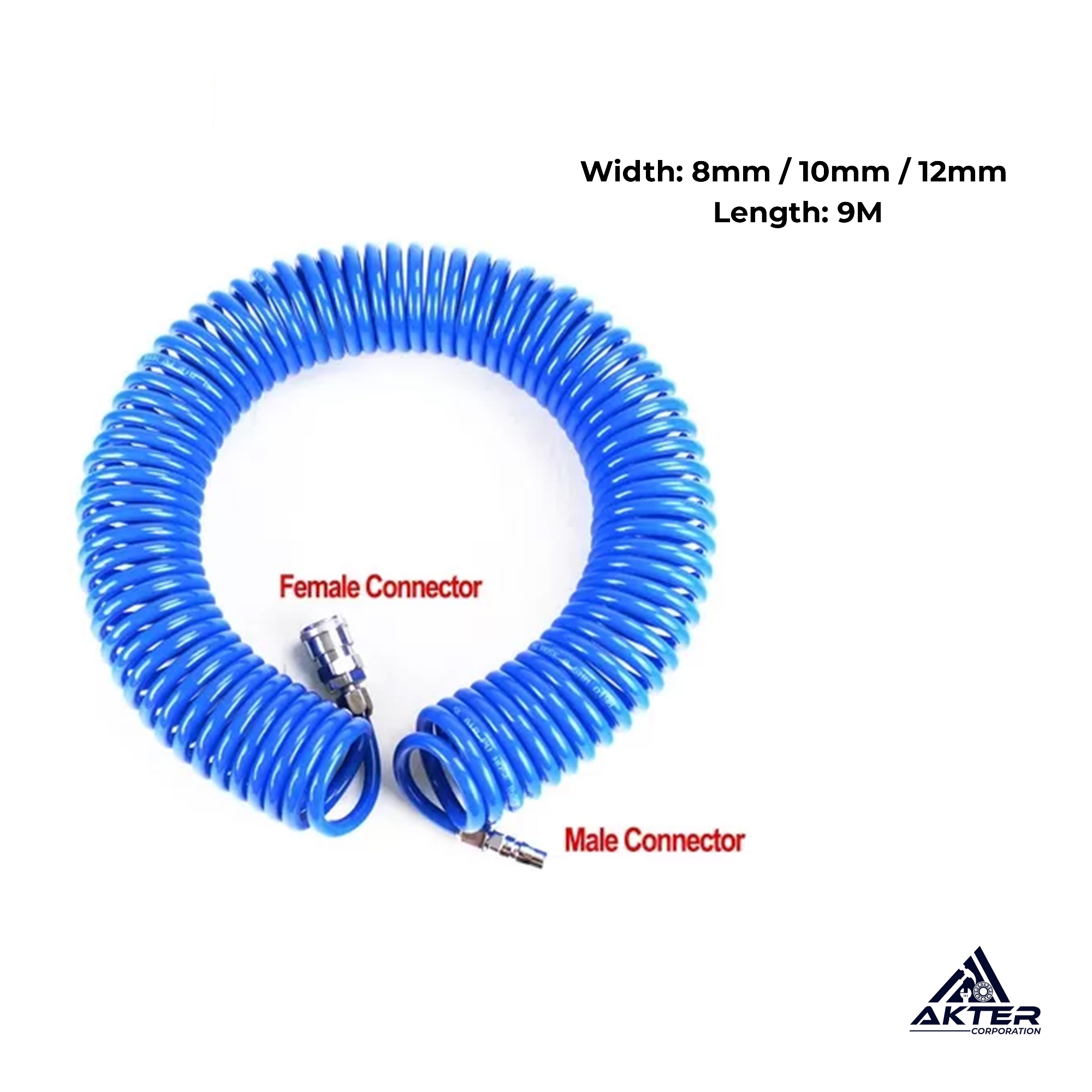 Picture of Pneumatic Spiral Pipe 8MM / 10MM / 12MM - 9M Length With Free Coupler Set - MADE IN KOREA