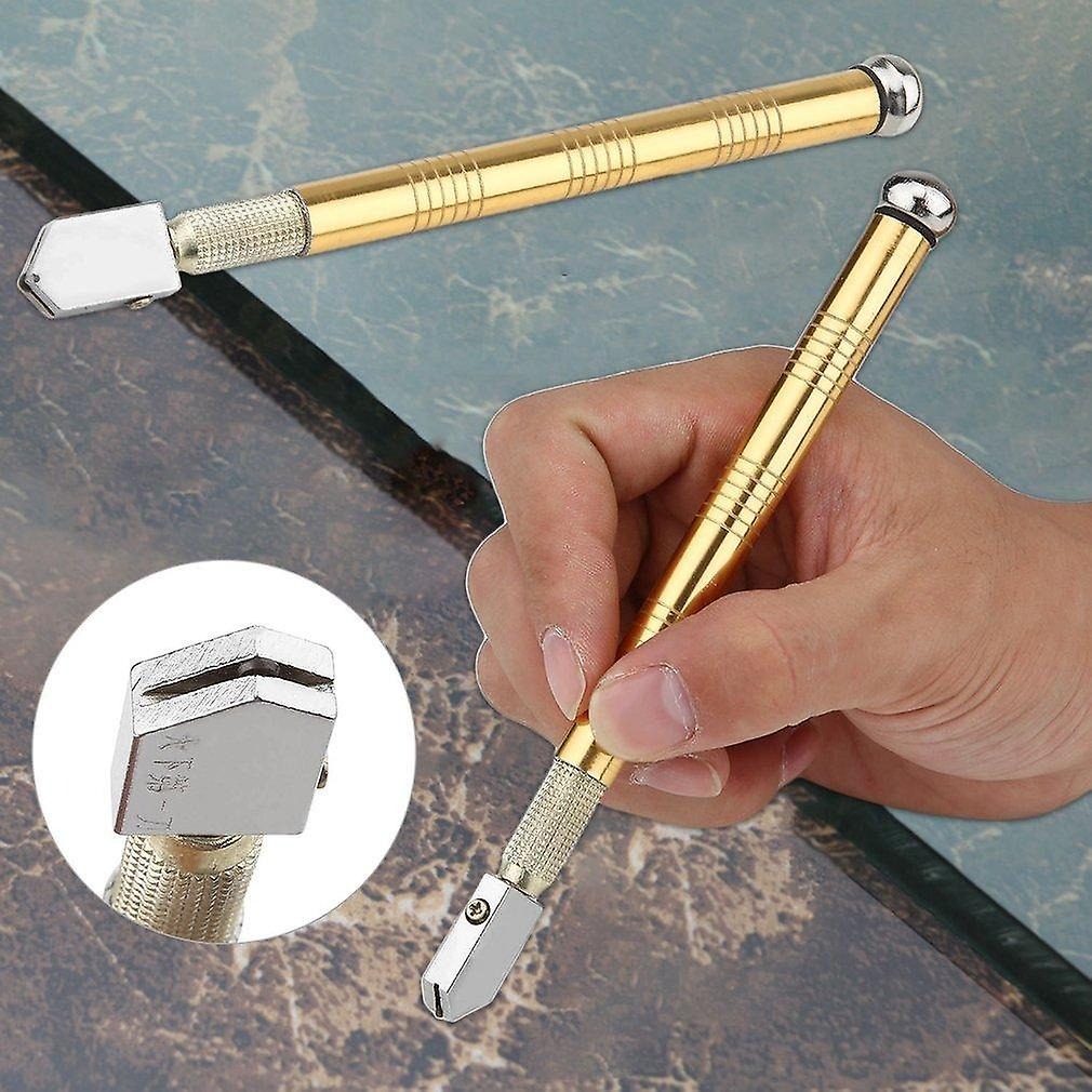Picture of Glass Cutter Pen Diamond Antislip Metal Handle Steel Blade Oil Feed Glass Cutter Cutting Tools
