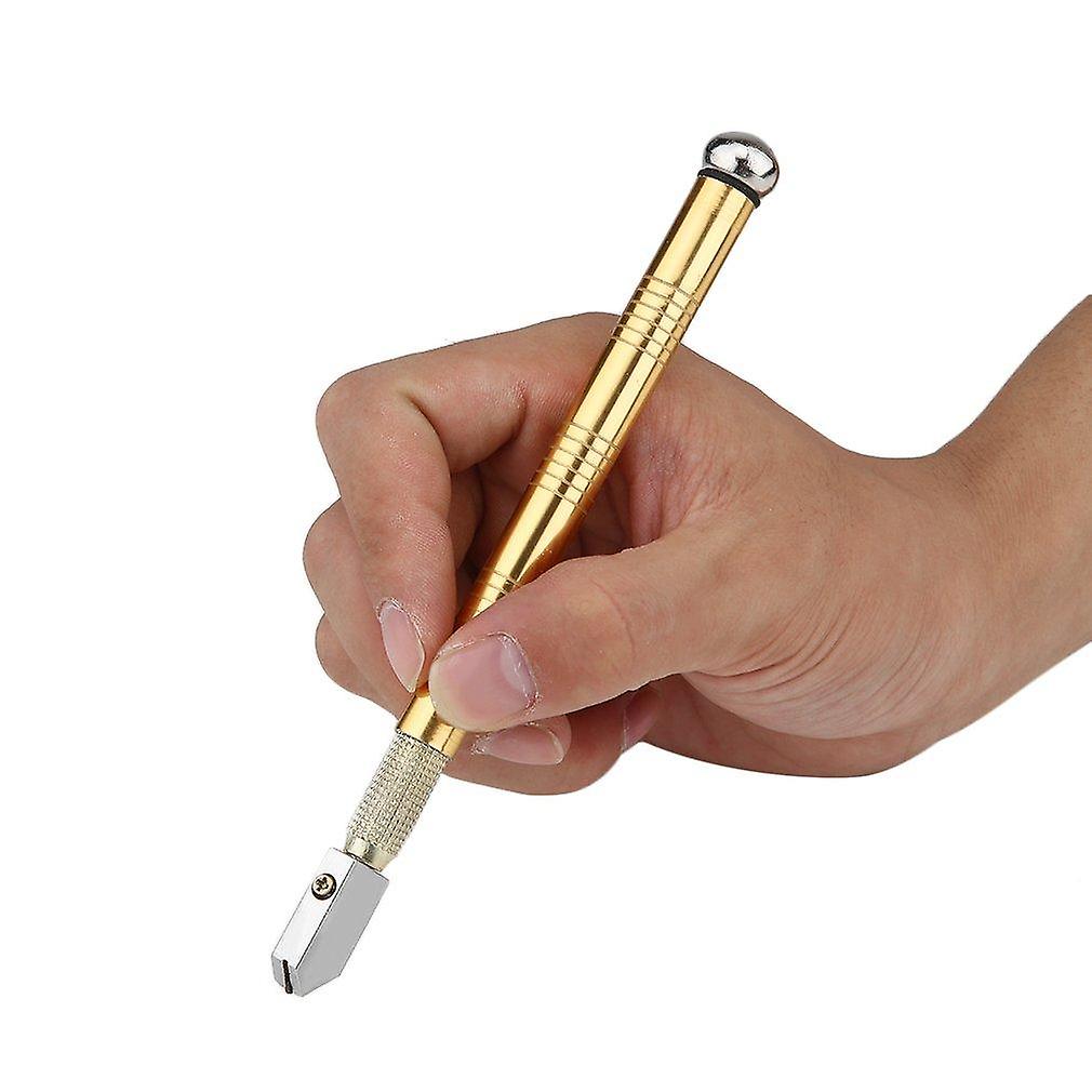 Picture of Glass Cutter Pen Diamond Antislip Metal Handle Steel Blade Oil Feed Glass Cutter Cutting Tools