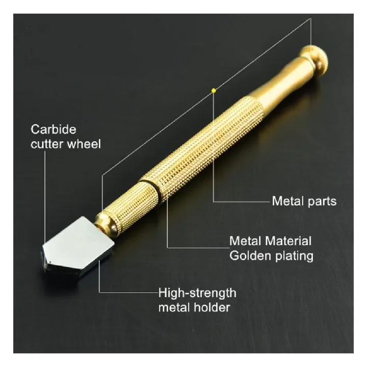 Picture of Glass Cutter Pen Diamond Antislip Metal Handle Steel Blade Oil Feed Glass Cutter Cutting Tools
