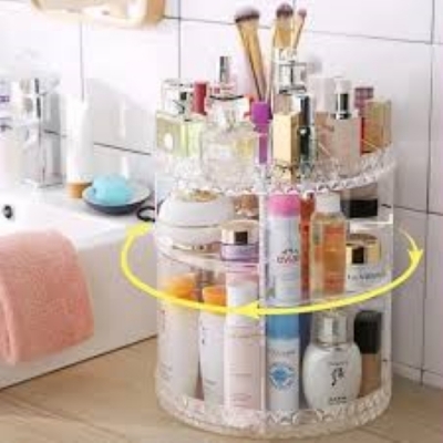 Picture of New cosmetic stan 360 Degree Rotating Makeup Storage Rack Height Adjustable Cosmetics Organizer Assembly Skin Care Holder new