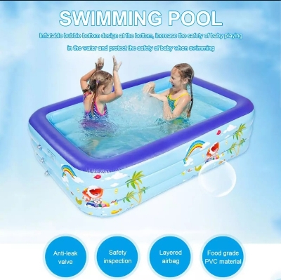 Picture of Kids Baby Children lInflatable Swimming Pool Bath Tub Portable Outdoor Summer Water Fun Play Toy (4.5 Feet /3 Feet)