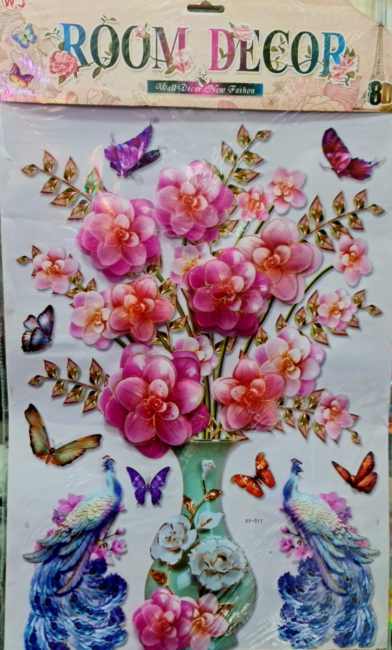 Picture of New 3D  Wall Sticker flower flower vase but double win multi color