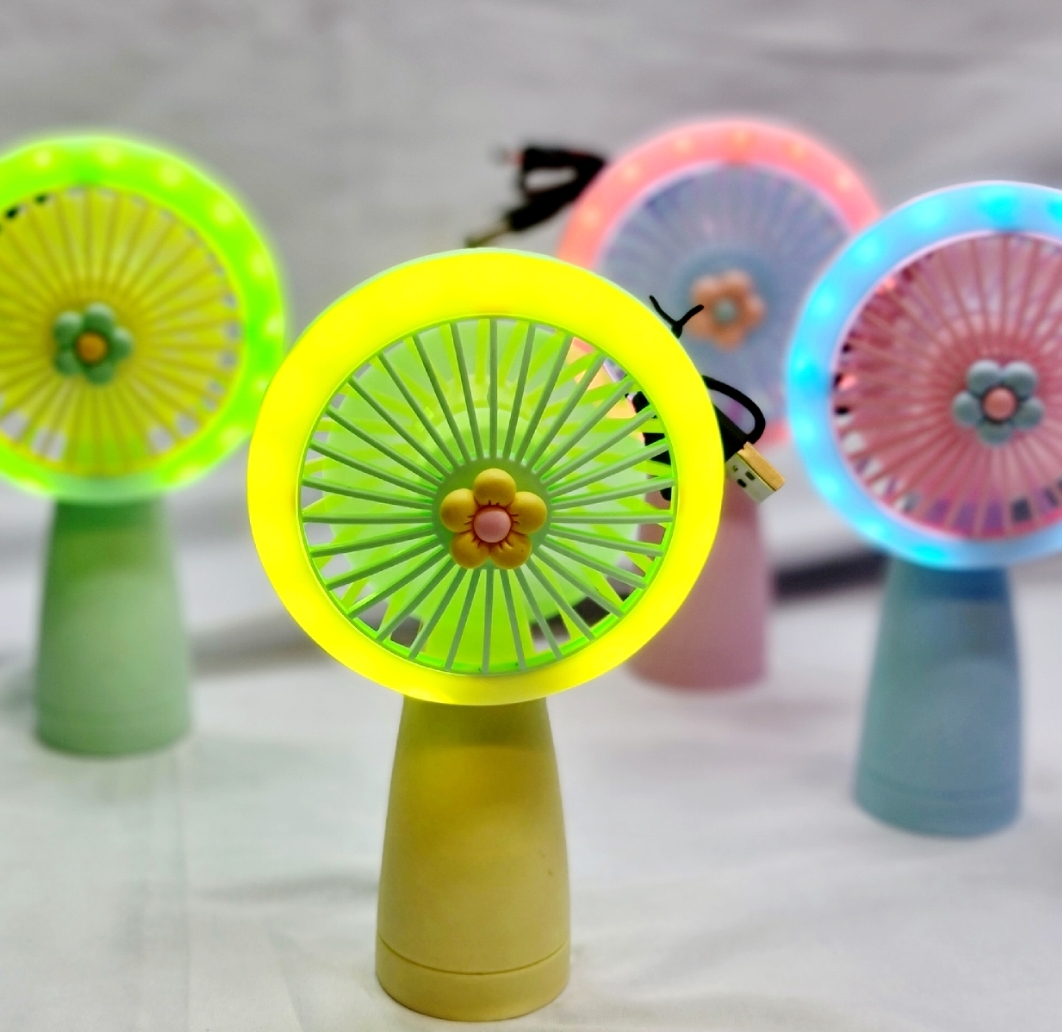 Picture of Portable mini rechargeable travel fan for indoor and outdoor usePremium Quality - Rechargeable Folding Fan With LED Light- Signifying Quality - Simple to Use