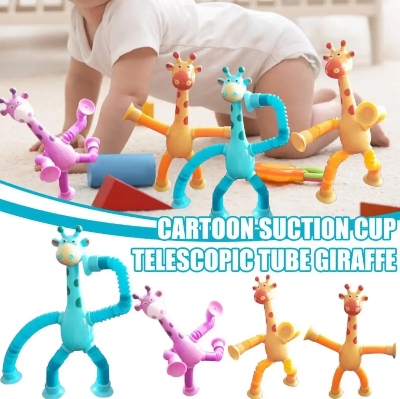 Picture of Pop Tubes Sensory Suction Cup Plastic Toy Deformable Novelty Telescopic Giraffe Fidget Toys Bellows Stress Relief Sq...