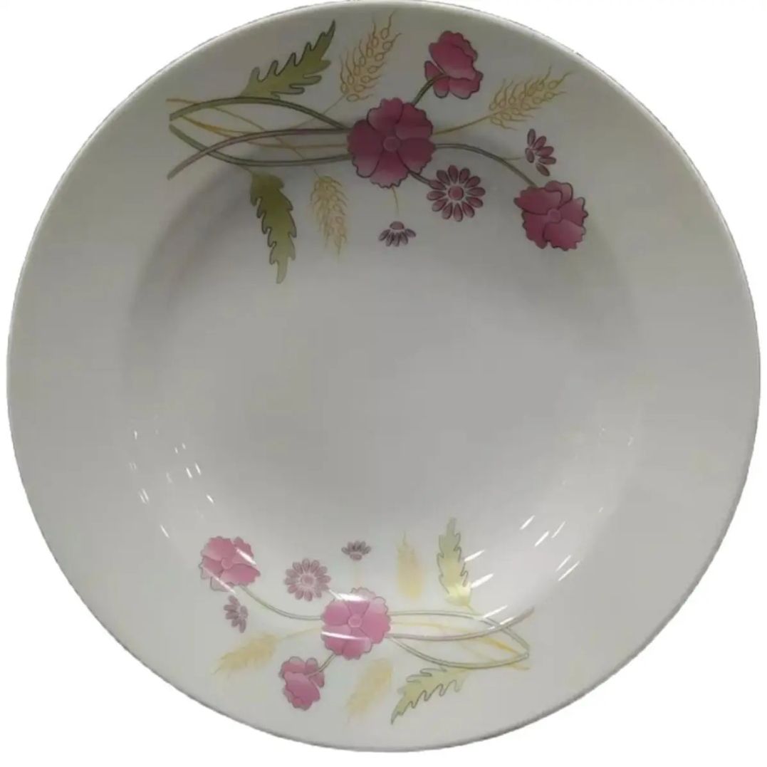 Picture of New model 6 Pcs Ceramic Flower Print Dinner Plate
Set 9"Inch, Deep Rice Dinner Plate,
White Color printed Microwave oven