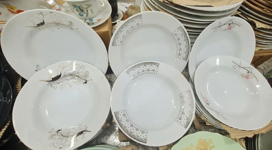 Picture of New model 6 Pcs Ceramic Flower Print Dinner Plate
Set 9"Inch, Deep Rice Dinner Plate,
White Color printed Microwave oven