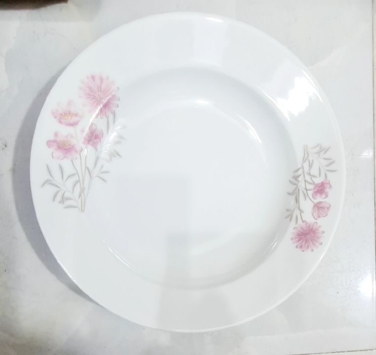 Picture of New model 6 Pcs Ceramic Flower Print Dinner Plate
Set 9"Inch, Deep Rice Dinner Plate,
White Color printed Microwave oven