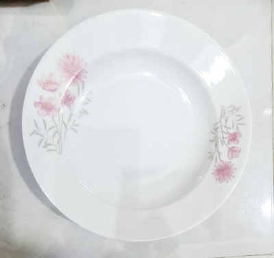 Picture of New model 6 Pcs Ceramic Flower Print Dinner Plate
Set 9"Inch, Deep Rice Dinner Plate,
White Color printed Microwave oven