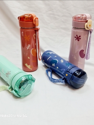 Picture of Water Bottle Vacuum stainless steel 500ml Student Children Cute Cartoon Bear Rabbit Bunny Bounce Bottle Lid Thermos Bottle Cup Stainless Steel