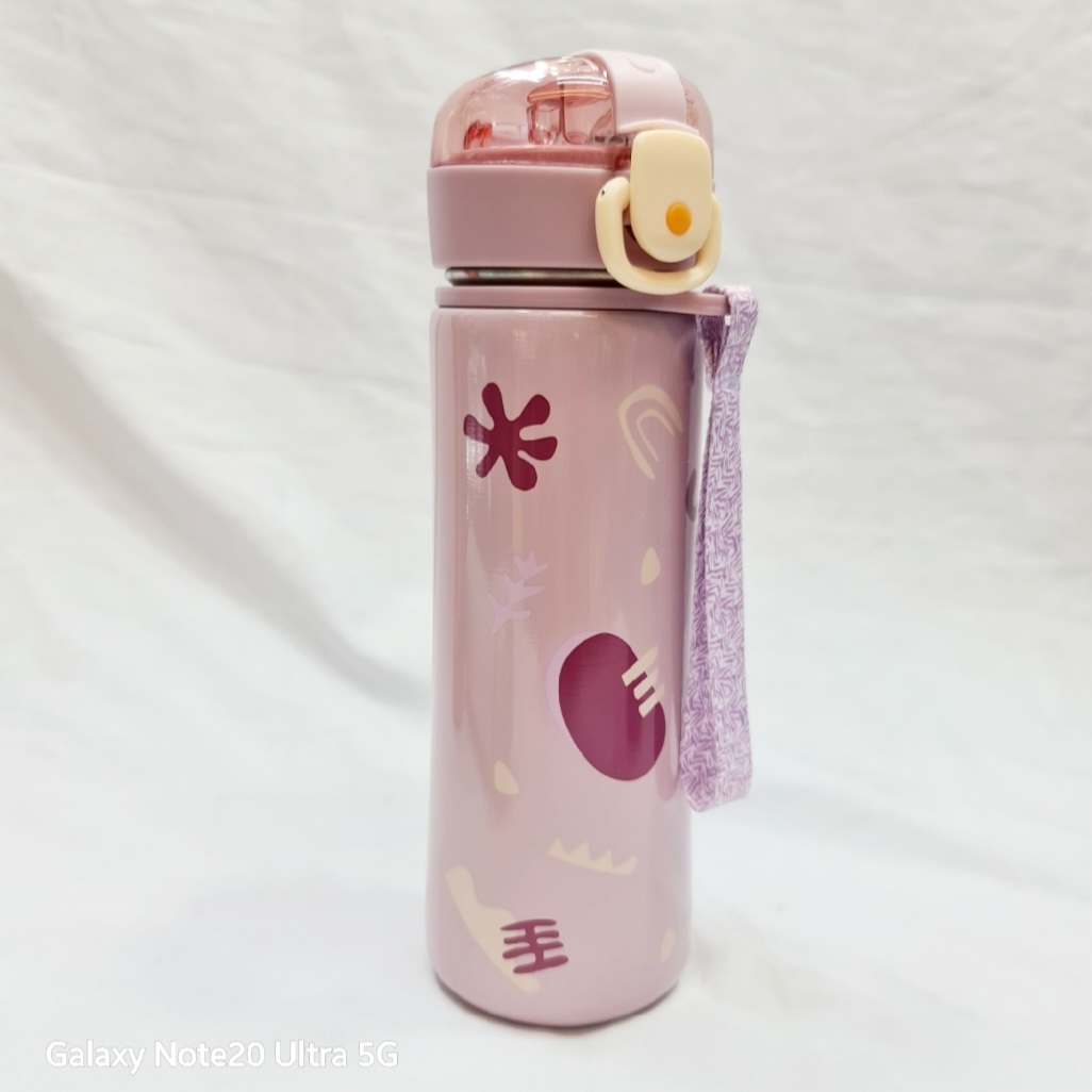Picture of Water Bottle Vacuum stainless steel 500ml Student Children Cute Cartoon Bear Rabbit Bunny Bounce Bottle Lid Thermos Bottle Cup Stainless Steel