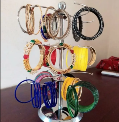 Picture of Organize bangles stand steel bangle organizer Rotation bracelet rack Stainless steel Churi alna Jewellery