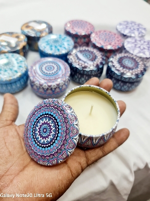 Picture of Home Decor | Gorgeous Casa Any3 lpc Scented Candles Iron Box Soy Wax Scented Dried Flower Aromatherapy Candle Birthday Candle Home Hotel Wedding