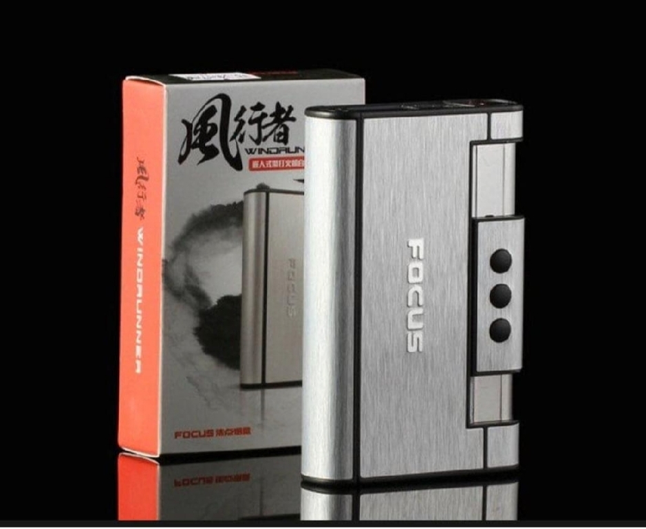 Picture of Gas Lighter Inside Cigarete Box Case Cigaretes Holder Automatic Storage Box new model